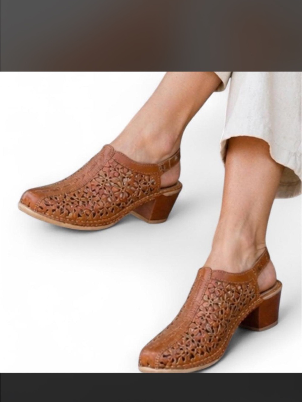 Pikolinos Women’s Brown Leather Cutout Slingback Heels